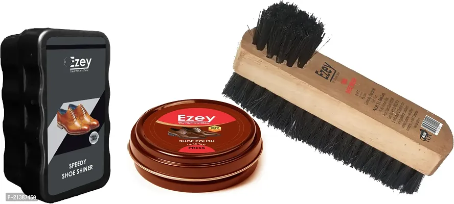 Best Quality Ezey Wax Shoe Polish (Brown)- Speedy Shoe Shiner-Twin Shoe Brush Shoe Care Kit (120 Ml, Brown, Natural)