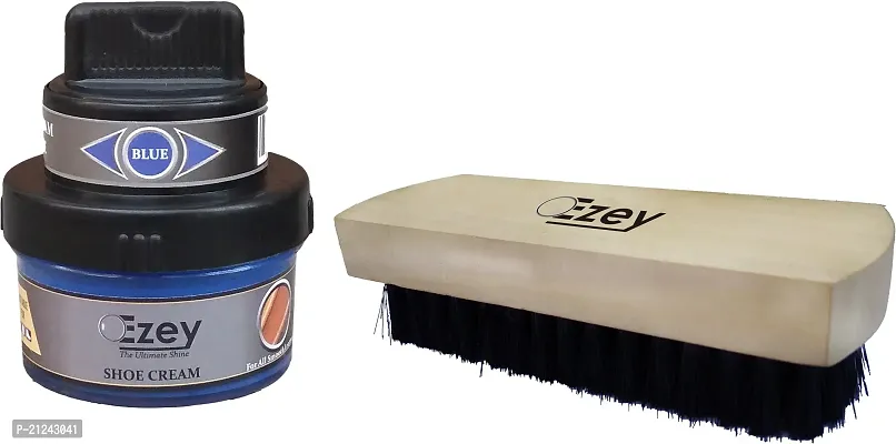 Shoe Cream (Blue)+Shoe Brush Patent Leather, Leather, Synthetic Leather Shoe Cream (Blue)