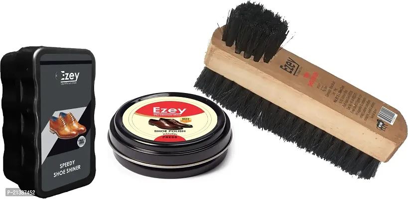 Best Quality Ezey Wax Shoe Polish (Natural)- Speedy Shoe Shiner-Twin Shoe Brush Shoe Care Kit (120 Ml, Natural)