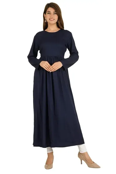 Solid Rayon Anarkali Kurta For Women's