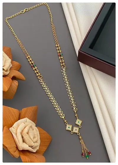 Stylish Brass Crystal Artificial Stones Chains For Women