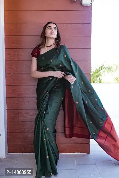 Stylish Art Silk Green Zari Saree with Blouse piece