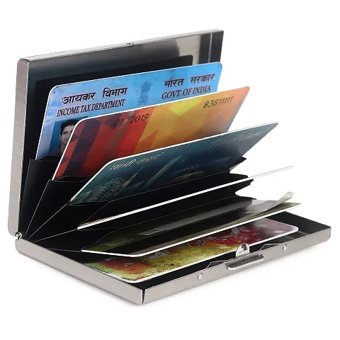 Slots RFID Protected Metal Credit Card Holder Wallet