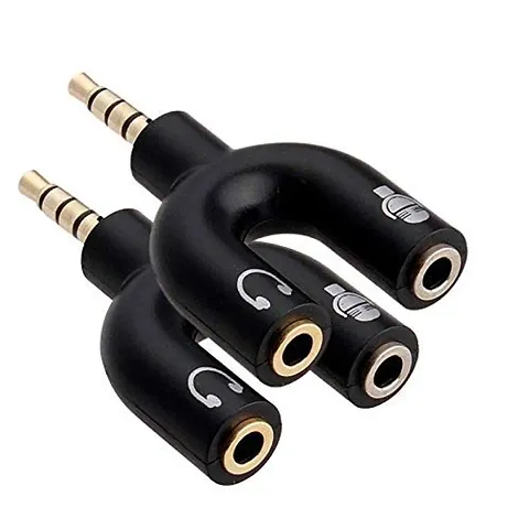 3.5mm  Audio Jack to Headphone Microphone Splitter Converter Adaptor 3.5mm 1 Male to 2 Port Female for Headphone Adapter for Mobile Tablets Laptop 2 Pack