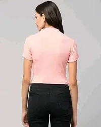 Elegant Pink Cotton Blend Solid Top For Women-thumb2