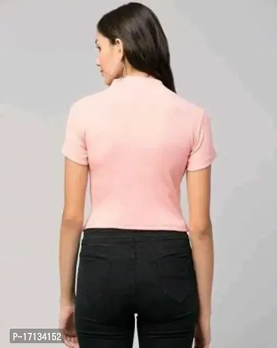 Elegant Pink Cotton Blend Solid Top For Women-thumb3