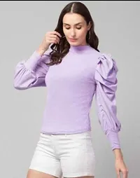 Elegant Purple Cotton Blend Solid Top For Women-thumb2