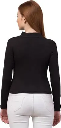 Elegant Black Cotton Blend Solid Top For Women-thumb1