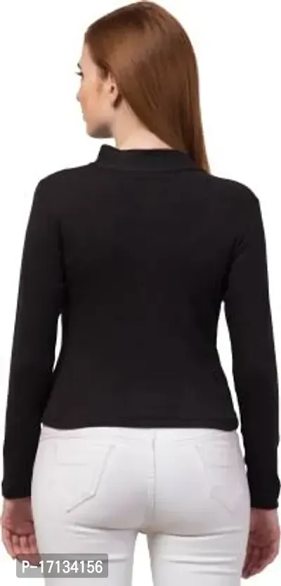 Elegant Black Cotton Blend Solid Top For Women-thumb2