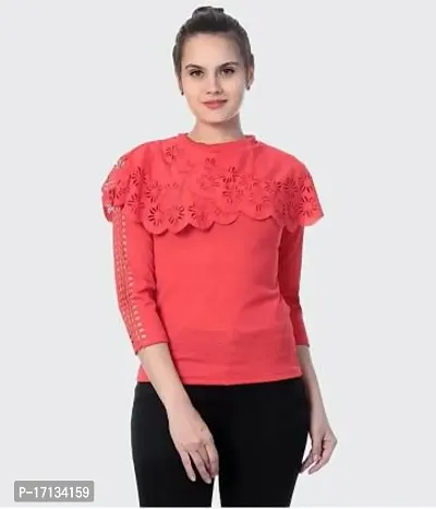 Elegant Pink Crepe Solid Top For Women-thumb2