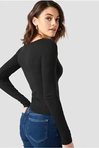 Elegant Black Cotton Blend Solid Top For Women-thumb1