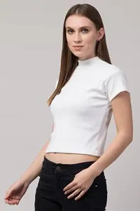 Elegant White Cotton Blend Solid Top For Women-thumb1