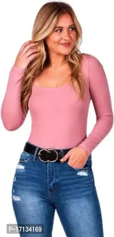 Elegant Pink Cotton Blend Solid Top For Women