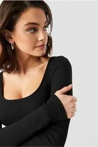 Elegant Black Cotton Blend Solid Top For Women-thumb2