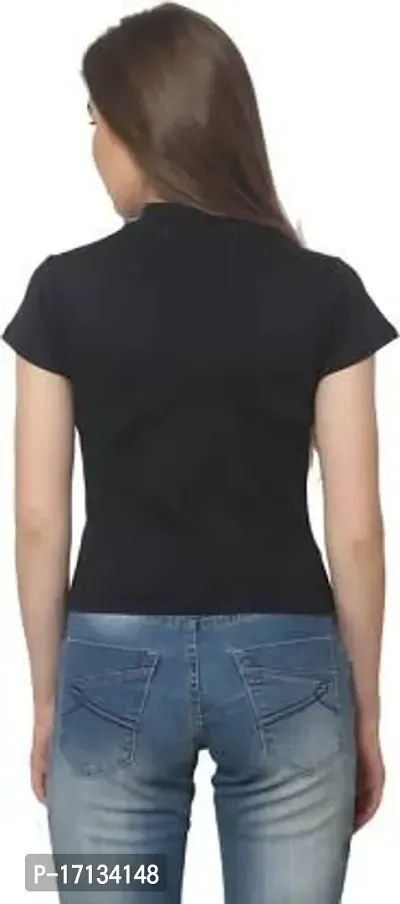 Elegant Black Cotton Blend Solid Top For Women-thumb3