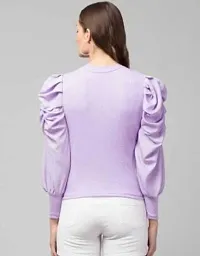 Elegant Purple Cotton Blend Solid Top For Women-thumb1