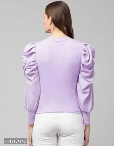 Elegant Purple Cotton Blend Solid Top For Women-thumb2