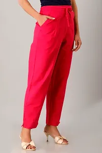 Womens Cotton Flex Solid Trouser Pant-thumb3