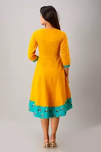 Stylish Cotton Slub Solid Anarkali Kurta (Mustard)-thumb2