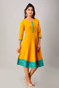 Stylish Cotton Slub Solid Anarkali Kurta (Mustard)-thumb3