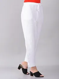 Elegant White Khadi Flex Solid Trousers For Women-thumb3