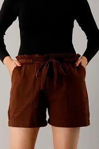 Elite Bown Cotton Flex Solid Half Pant For Women-thumb4