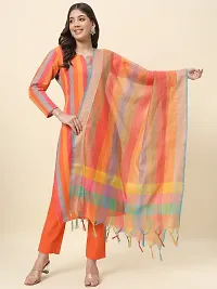 Stylish Multicoloured Cotton Kurta, Bottom And Dupatta Set For Women-thumb4