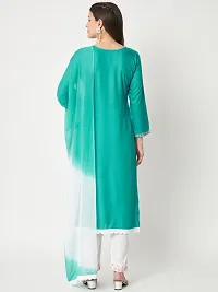 Stylish Green Viscose Rayon Kurta, Bottom And Dupatta Set For Women-thumb1