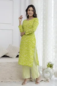 Stylish Green Cotton Blend Kurta Bottom Set For Women-thumb2