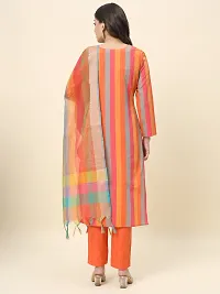 Stylish Multicoloured Cotton Kurta, Bottom And Dupatta Set For Women-thumb1