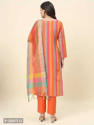 Stylish Multicoloured Cotton Kurta, Bottom And Dupatta Set For Women-thumb2