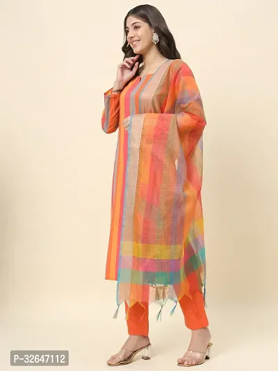 Stylish Multicoloured Cotton Kurta, Bottom And Dupatta Set For Women-thumb3