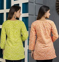 Stylish Multicoloured Cotton Blend Floral Print Stitched Kurta For Women Pack Of 2-thumb1