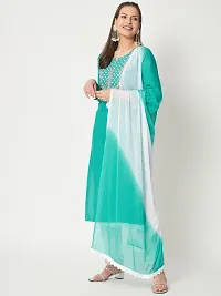 Stylish Green Viscose Rayon Kurta, Bottom And Dupatta Set For Women-thumb2