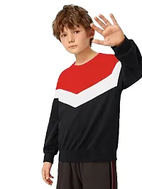 LEWEL Boy's Cotton Round Neck Color Block T-Shirt (Red, White, Black) 10-11 Years-thumb1