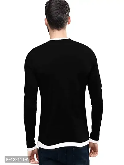 LEWEL Men's Full Slevee T-Shirts (Black) Small-thumb3