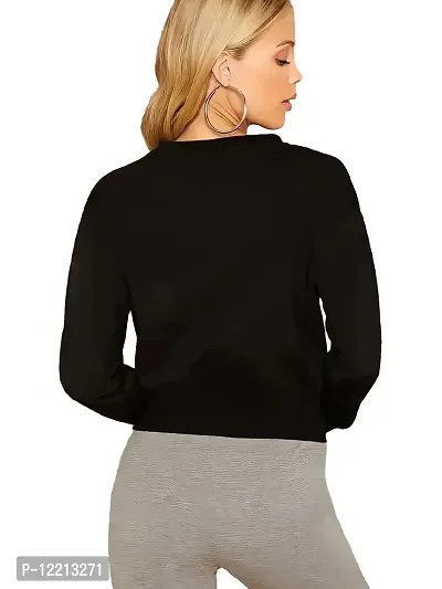LEWEL Women's Stylish Printed Full Sleeve T-Shirt (Black; Large)-thumb3