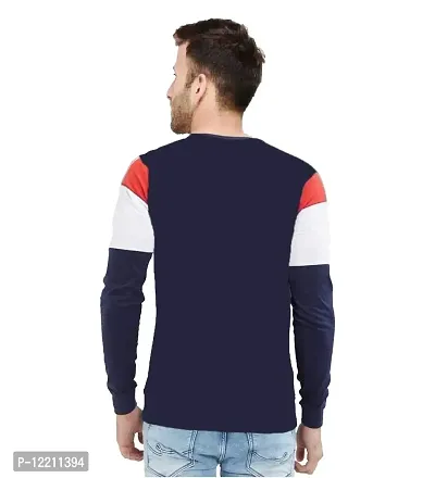 LEWEL Men's Full Sleeve T- Shirt (Red, White, Dark Blue) Medium-thumb2