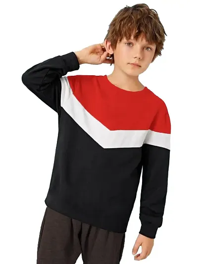 LEWEL Boys Stylish Colorblock Full Sleeve T-Shirt (Grey, White, Black) 2-3 Years