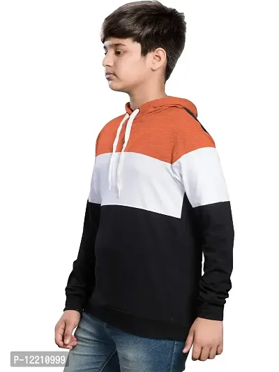 LEWEL Boys Cotton Hooded Neck Hoodie (K152-HOOD-RUSTWB-11to12_Rust Brown, White, Black_11 Years-12 Years)-thumb2