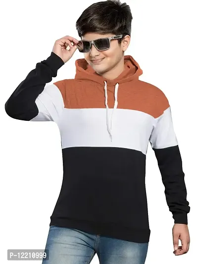 LEWEL Boys Cotton Hooded Neck Hoodie (K152-HOOD-RUSTWB-11to12_Rust Brown, White, Black_11 Years-12 Years)-thumb0