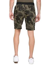 LEWEL Men's Cotton Camouflage Printed Shorts - Olive (Medium)-thumb1