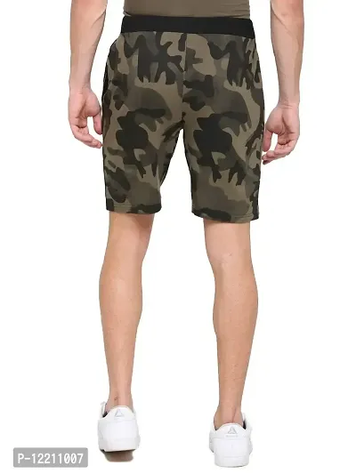 LEWEL Men's Cotton Camouflage Printed Shorts - Olive (Medium)-thumb2