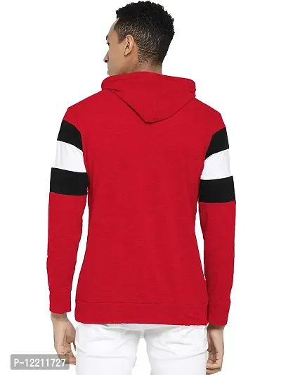 LEWEL Men's Cotton Hooded Colorblock Stylish T-Shirt (Large)-thumb3