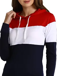 LEWEL Women's Cotton Hooded Colorblock Sweatshirt (Medium)-thumb3