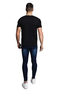 LEWEL Men's Half Slevee T-Shirt (Black, White, Grey) Medium-thumb2