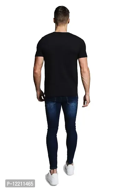 LEWEL Men's Half Slevee T-Shirt (Black, White, Grey) Medium-thumb3