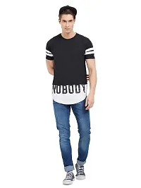 LEWEL Men's Broad Stripes Half Sleeve T-Shirts (Black,White) Medium-thumb3