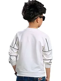 LEWEL Boy's Stylish Fashion Printed Full Sleeve Slim Fit T-Shirt (White, 4-5 Years)-thumb1