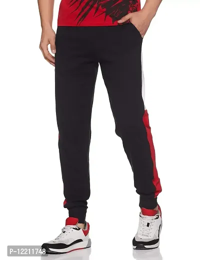 Modern Monkey Men's Regular Fit Trackpants (TP22-3COLOR-BWR-M_Black, White & Red_Medium)